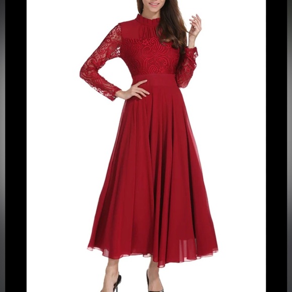 Dresses & Skirts - Red Maxi Lace Dress Size 2X